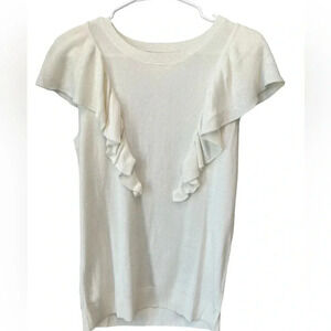 NWOT- Maison Jules Cream Ruffle Sweater